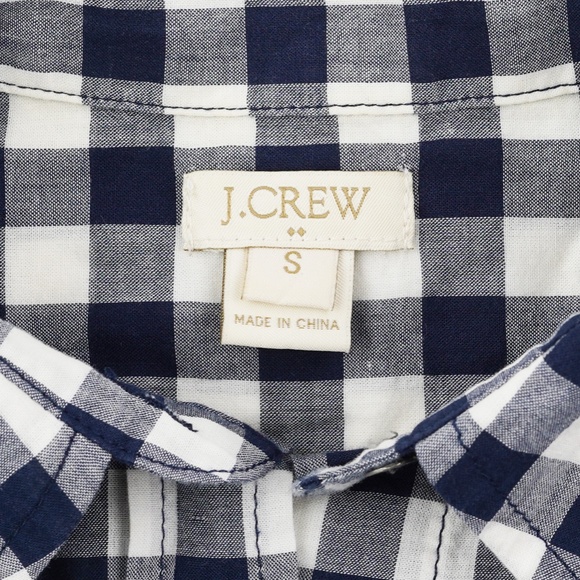 J.CREW Size S Gingham Classic Button-Down Shirt in Boy Fit - Navy - Picture 4 of 4